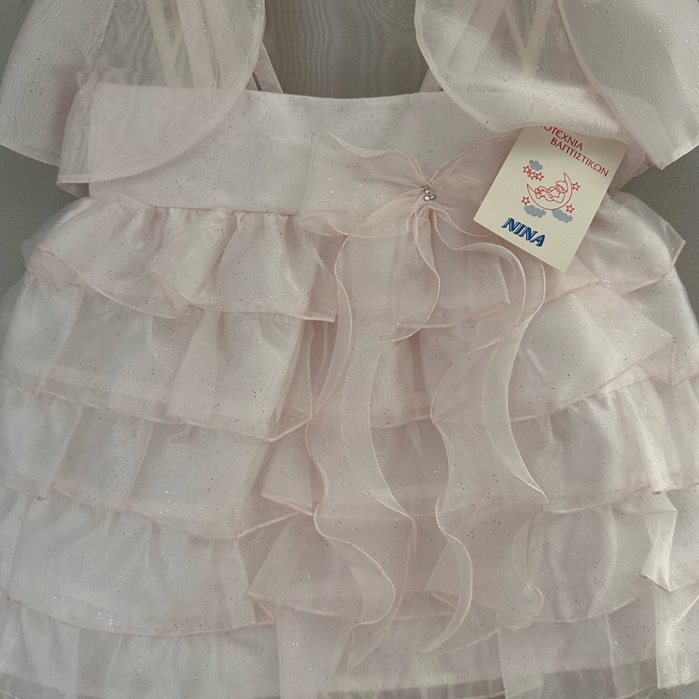 Elegant Pink and White Ruffled Dress